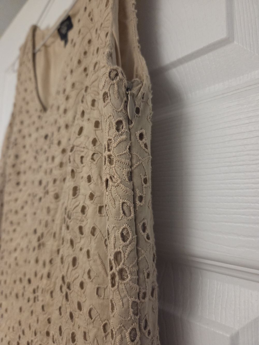 Talbots Beige Eyelet Sleeveless Sheath Dress - Picture 4 of 5